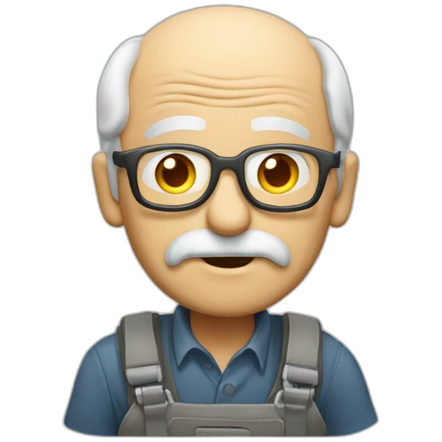Crazy old man working in techical support emoji