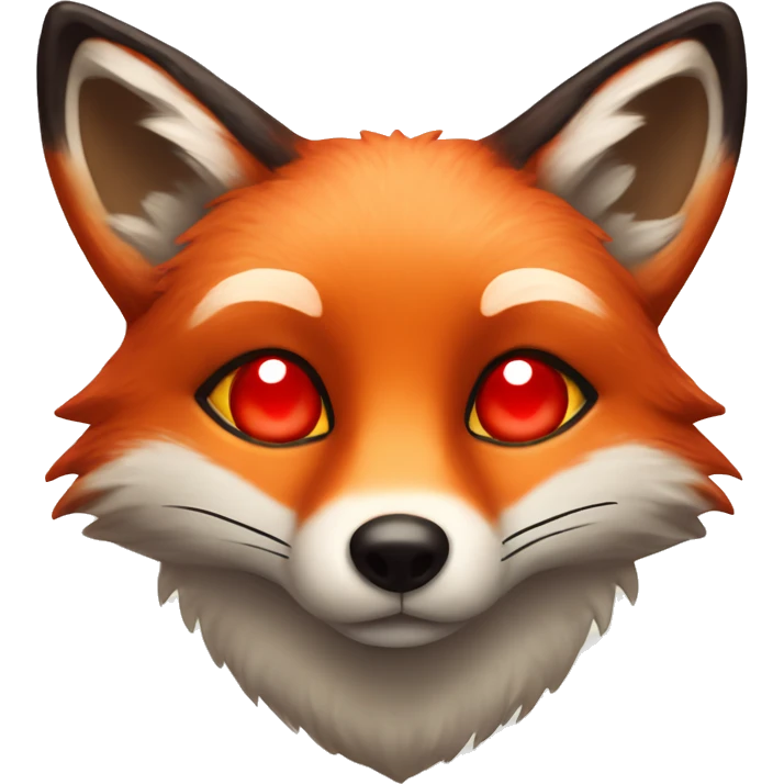 deep lush red fox face with tiny red heart instead of eyes emoji