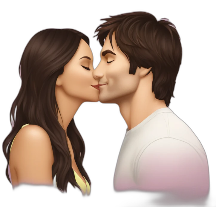 Ian Somerhalder kissing Nina Dobrev emoji
