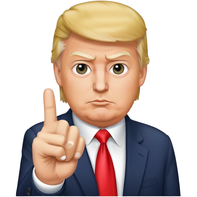 Trump holding up a middle finger emoji