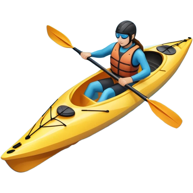 An icon showing a close-up of a sleek kayak with double-bladed paddles gliding through water. Splashes surround the boat as it cuts across a calm surface, symbolizing speed and focus. Transparent background emphasizes the dynamic and personal nature of kayak paddling. emoji