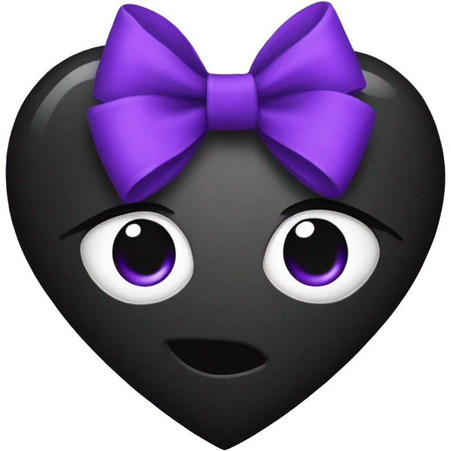 Black heart with purple bow emoji
