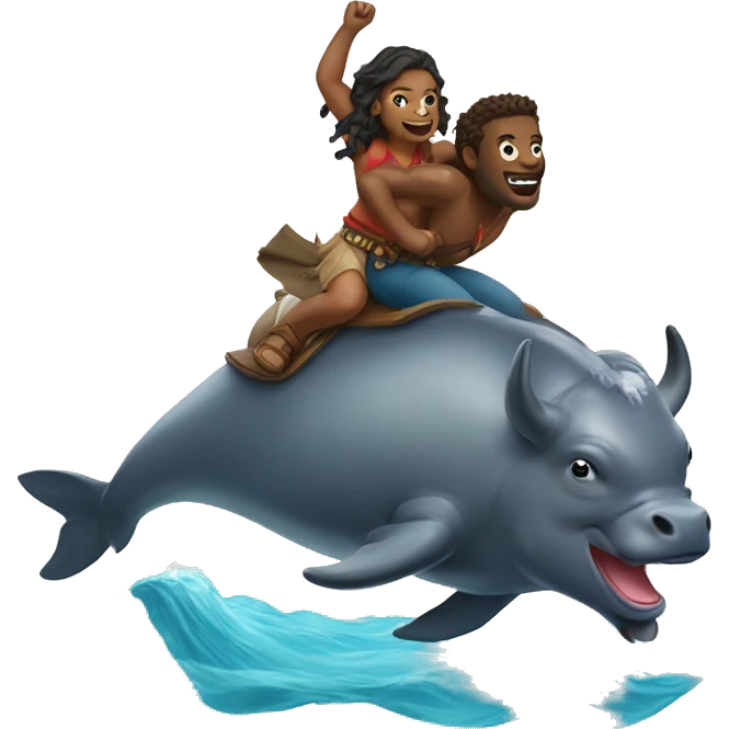 Buffalo riding a dolphin emoji