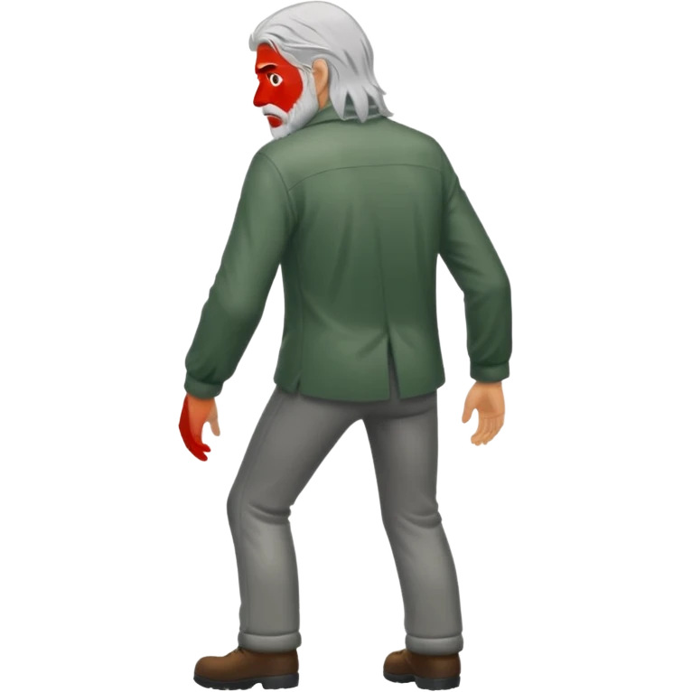 full body silver-haired forest man from behind with wet hair clinging to shoulders emoji