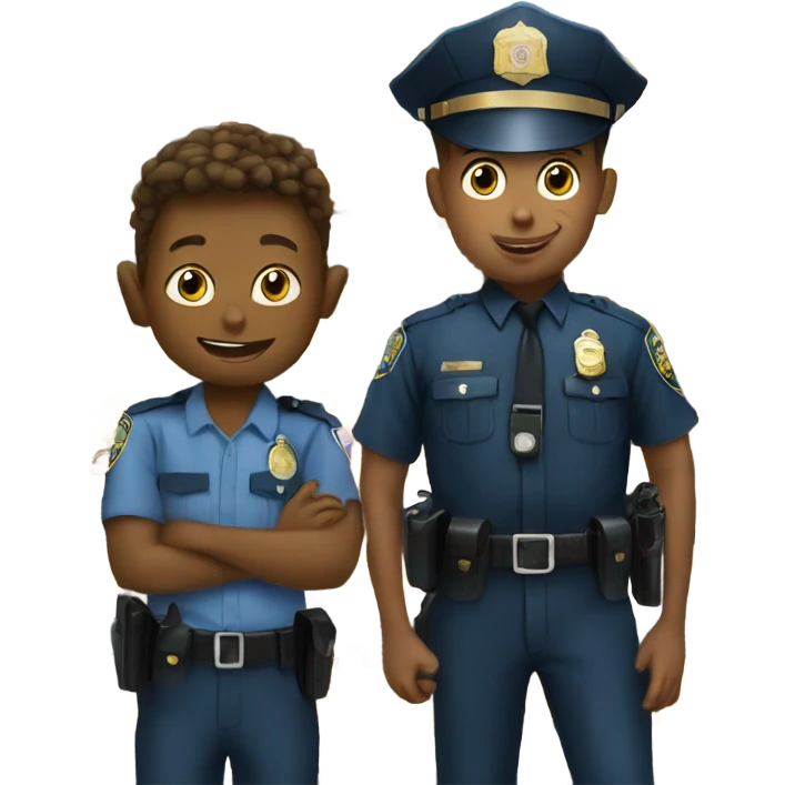 Kid shopping with a cop emoji