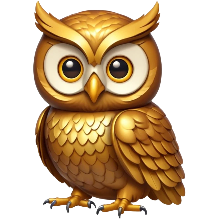 golden owl with shiny feathers. He sits up straight emoji