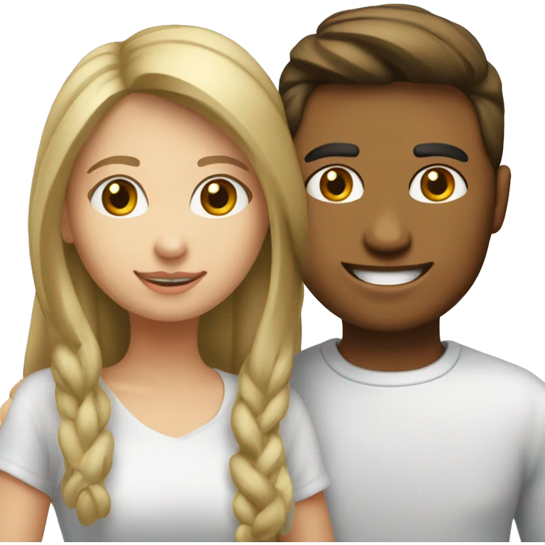 un joven blanco con una chica blanca besándose  emoji