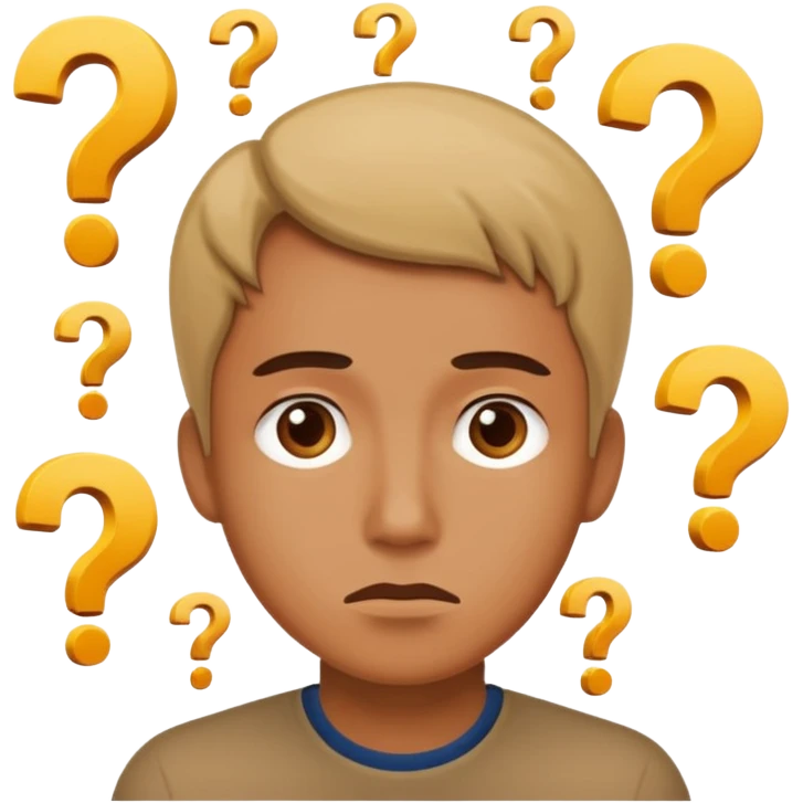 a person thinking, the person is surrounded by question marks emoji