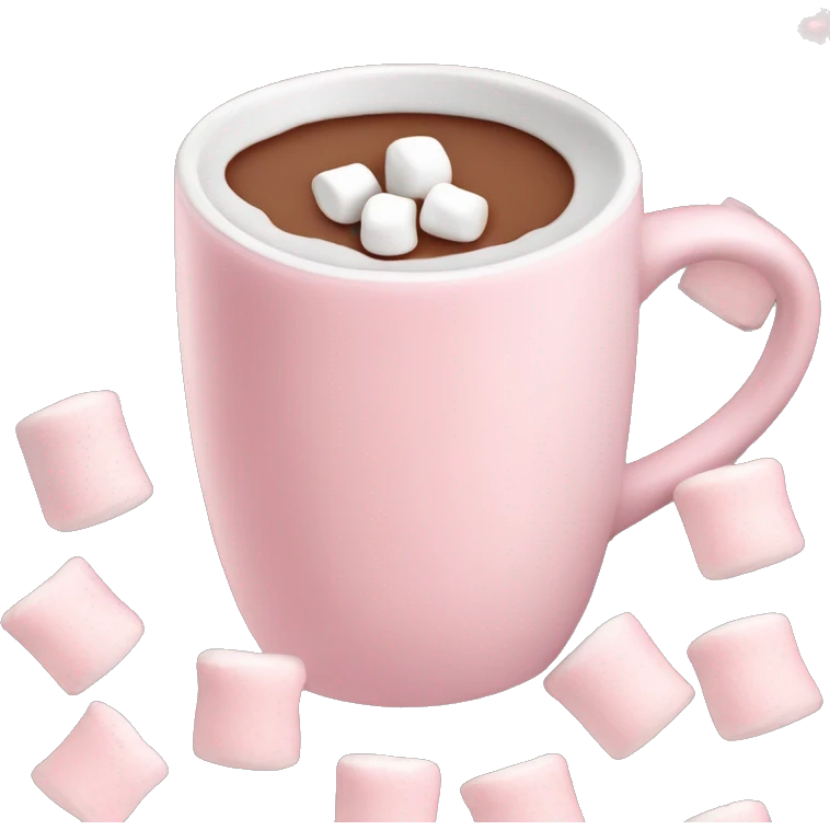 Light Pink mug of hot chocolate with marshmallows  emoji
