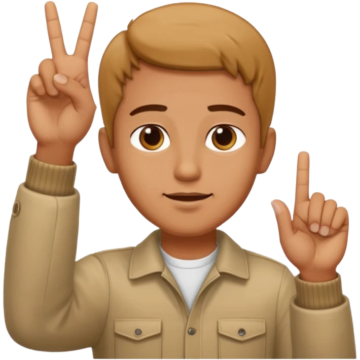 A man indicating God with his hands upward and with his index finger and wearing normal clothes emoji