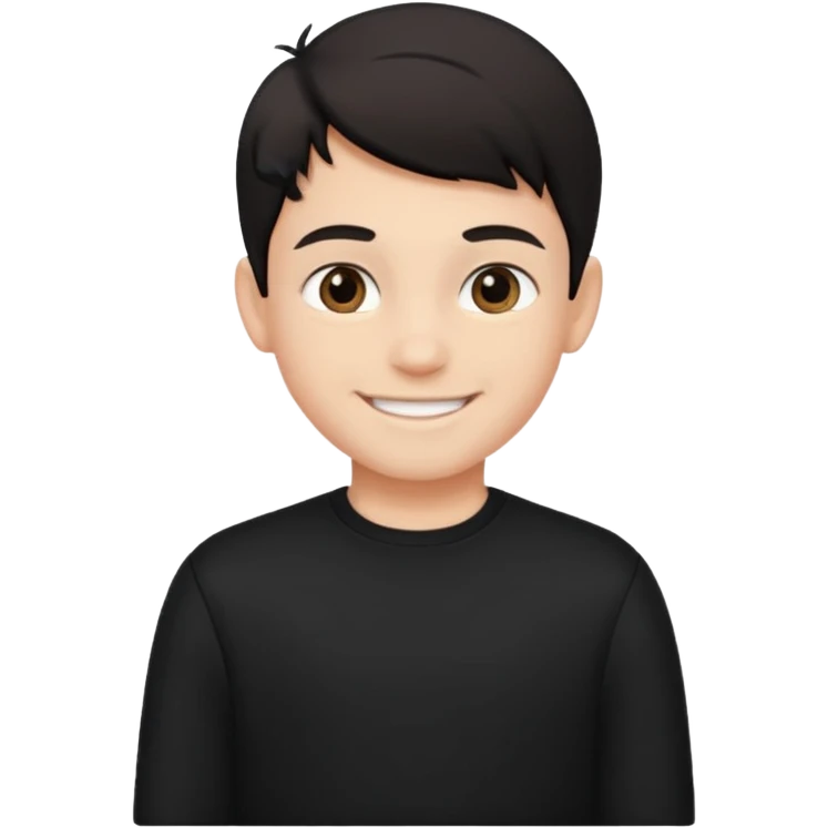 Maktab yonida kulib turgan qora kiyimdagi bola emojisini chiqarib ber emoji