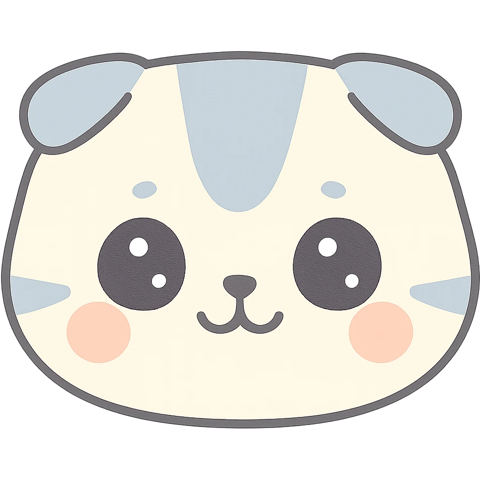 blue point Scottish Fold cat face, detailed blue point markings, kawaii style emoji