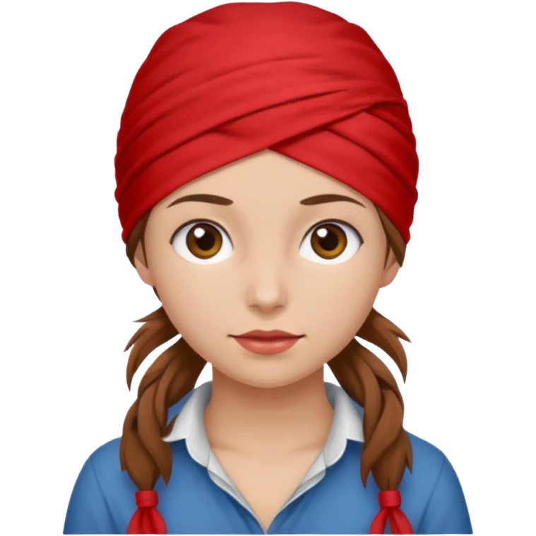 brown haired woman with wearing red bandana emoji