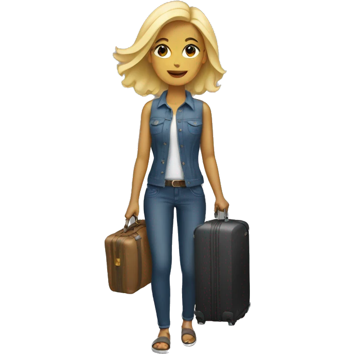 blonde woman with luggage emoji