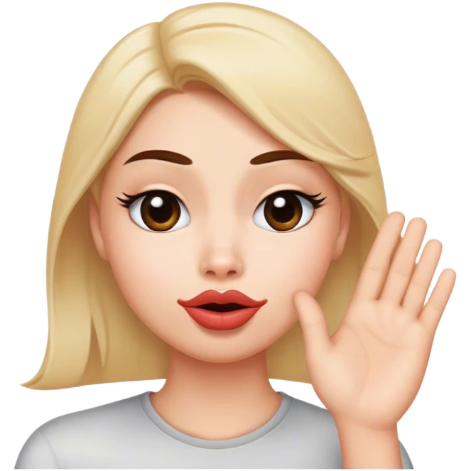 duck lips and side eye face like hmm maybe embarrassing cringe face with hand flat off the side of a head like a salute emoji