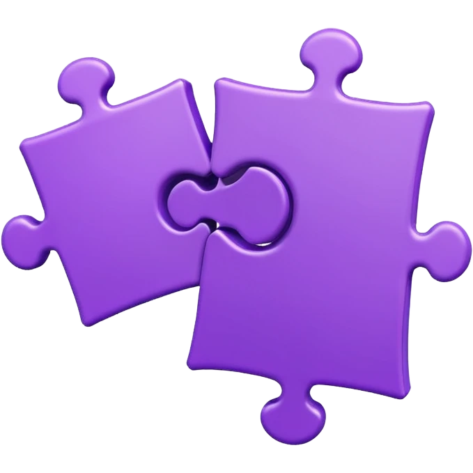 two purple puzzle pieces floating in the air emoji
