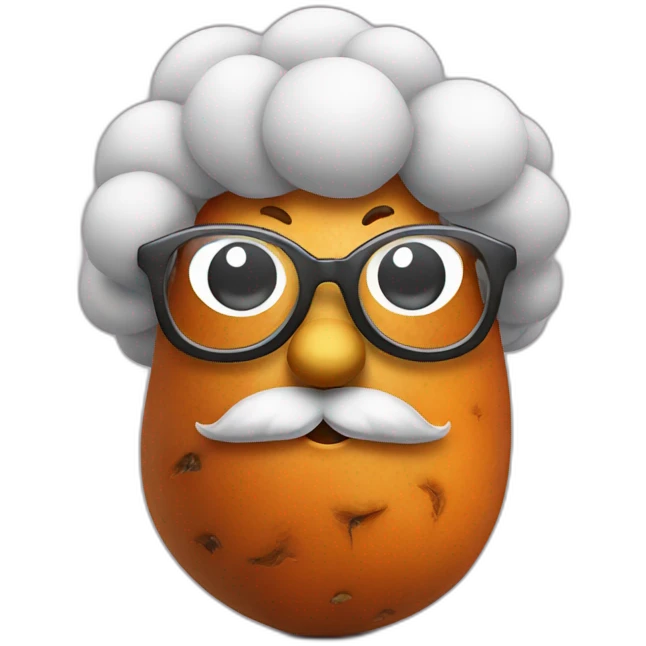 a sweet potato with glasses and a big beard emoji