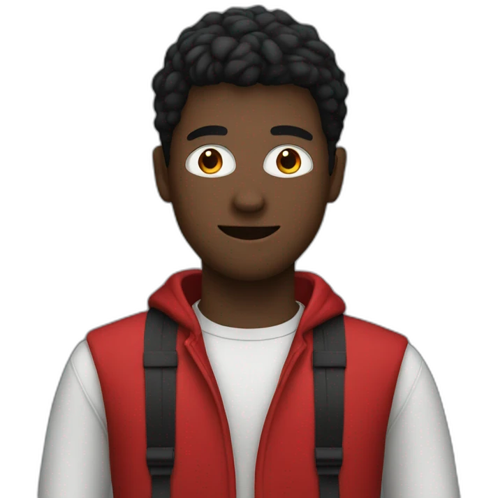 young man with black mask and red clothes emoji