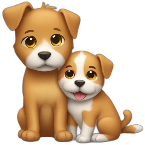 cat hugs dog emoji