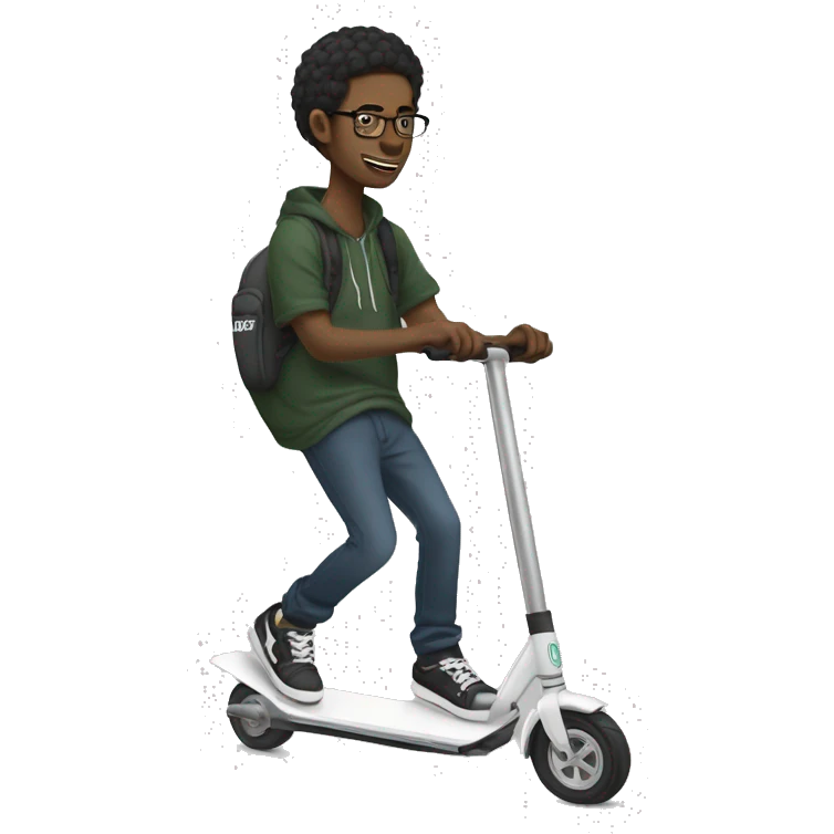 white skin streetwear guy doing freestyle scootering emoji