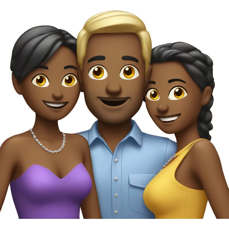 Man with 3 women partying emoji