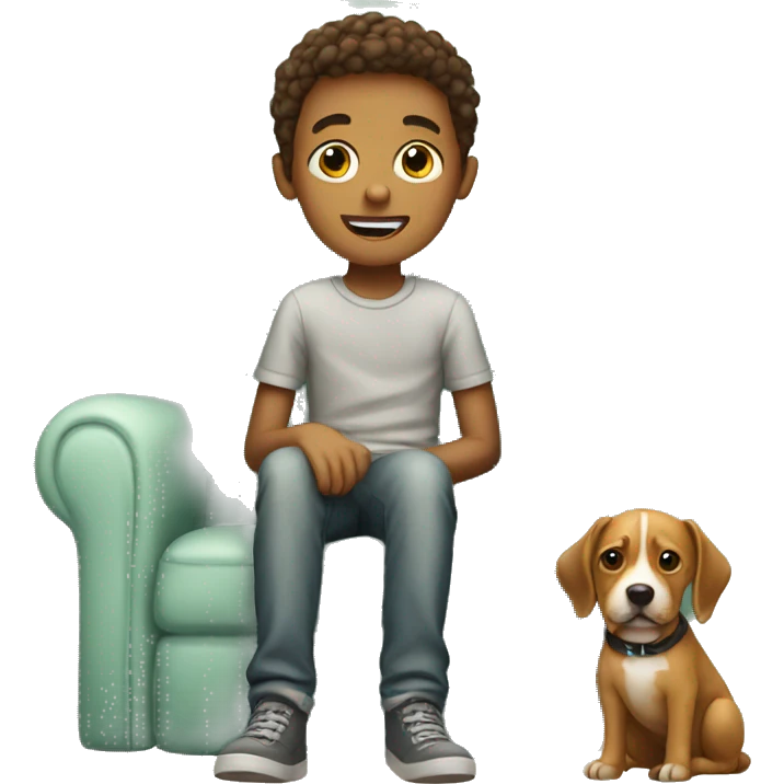 boy with dog on chair emoji