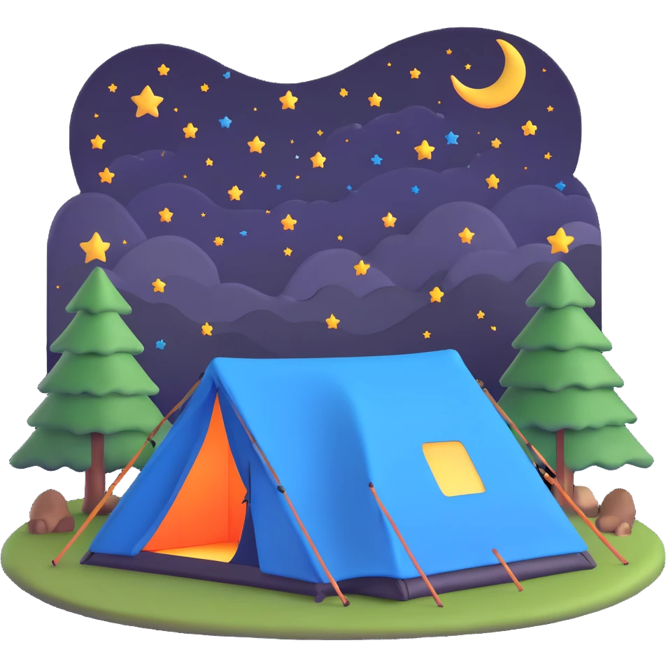 camping tent with starry night sky emoji