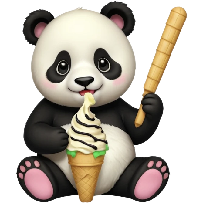 Panda eating ice cream emoji