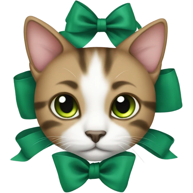 cat with Apple Watch and dark green bow in its ears emoji