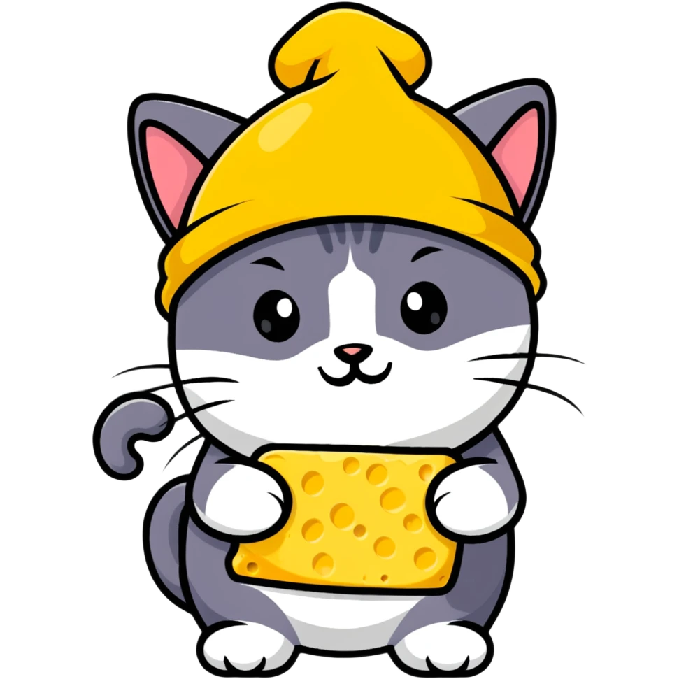 cheese cat wearing a yellow hat emoji