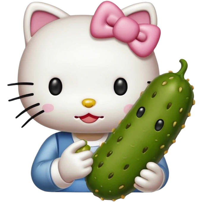 Hello kitty eating a pickle emoji