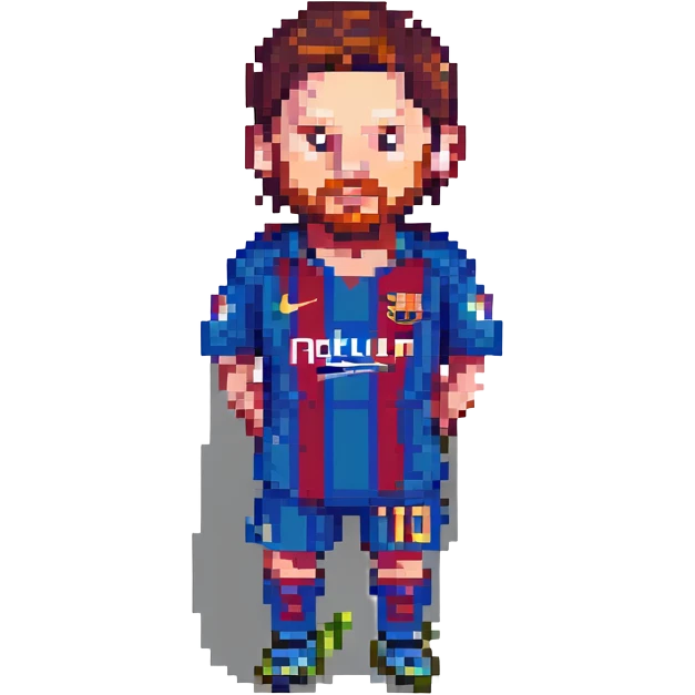 Lionel Messi, footballer, pixel art style, pixel art character emoji