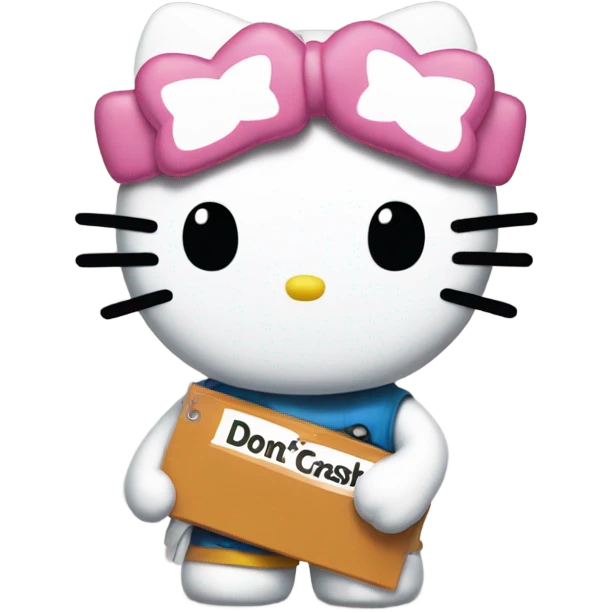 Hello kitty with a sign that says “don’t crash out” emoji