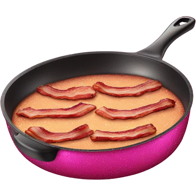  bacon cooking on a hot pink large pain with glitter  emoji