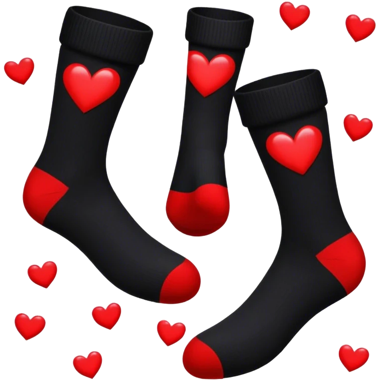 black socks with hearts emoji