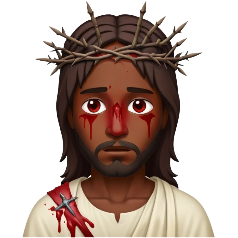 Dark skin Jesus with thorns on head injured  emoji