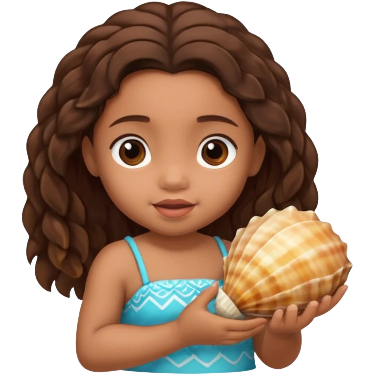 Baby Moana with a seashell emoji
