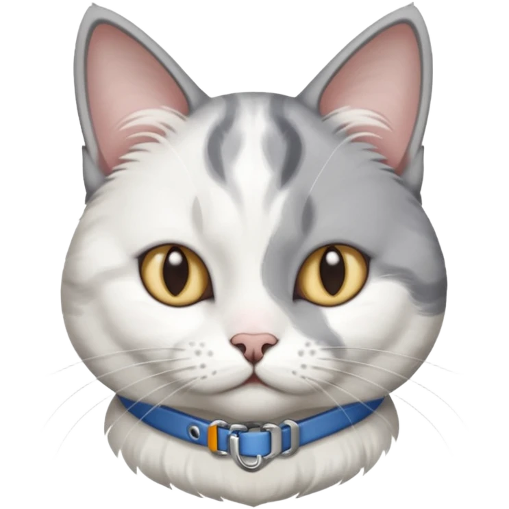 disabled grey and white cat in pet mobility aide emoji