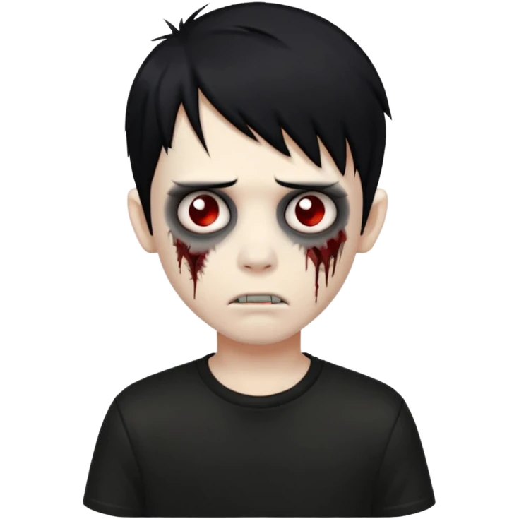 boy zombie with black hair emo emoji