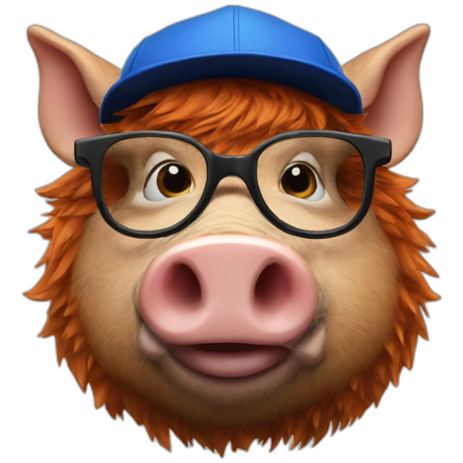 ginger boar with blue cap and glasses and cigarette emoji