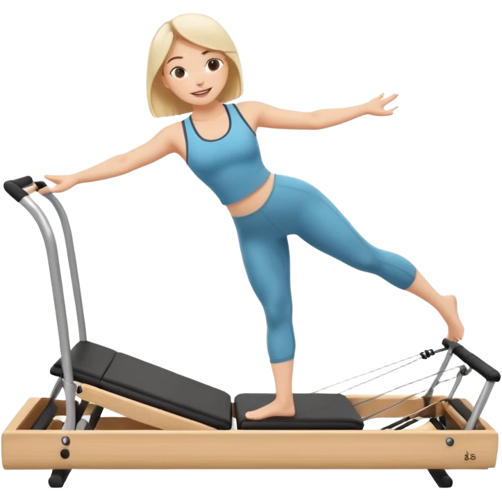 girl doing reformer Pilates cheerful emoji