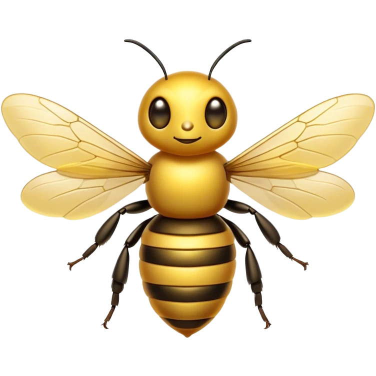 Cinematic Noble Bee Portrait Emoji, Poised and industrious, with a compact, fuzzy body in golden-yellow hues, delicate translucent wings, and a focused, determined expression with sparkling eyes, Simplified yet sharp and sophisticated features, highly detailed, glowing with a soft, sunny radiance, high shine, intelligent and diligent, stylized with an air of natural elegance, focused and alert, soft glowing outline, capturing the essence of a watchful bee that appears ready to buzz out of the screen with effortless authority! emoji