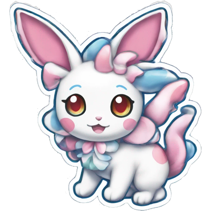 Kawaii Gorgeous Beautiful Shiny Sparkly Sylveon-Pokémon full body sticker emoji