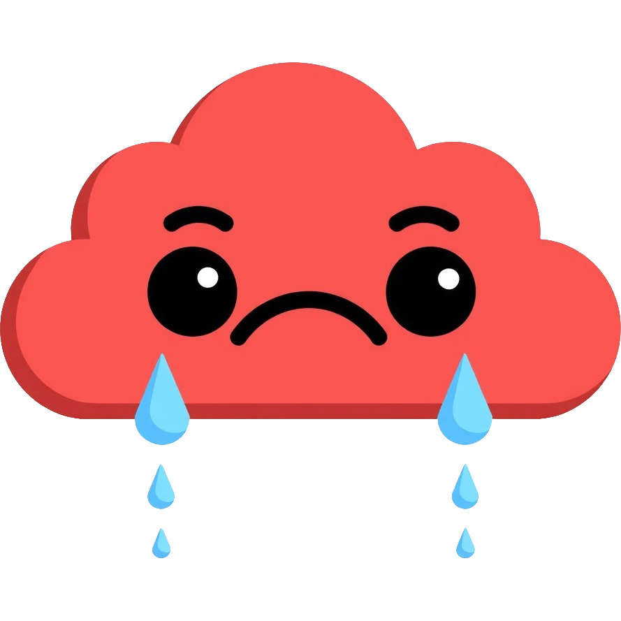 red cloud with sad face crying teardrops emoji