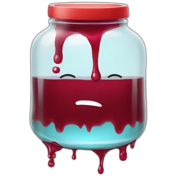 jar with red sirup leak and legs standing emoji