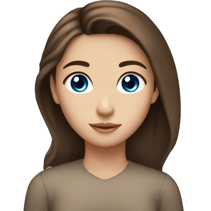 Brown hair blue eye girl with a brown hair and brown eyes girl emoji