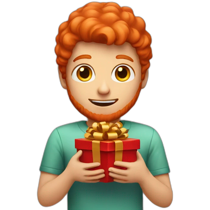 red head guy holding a gift emoji