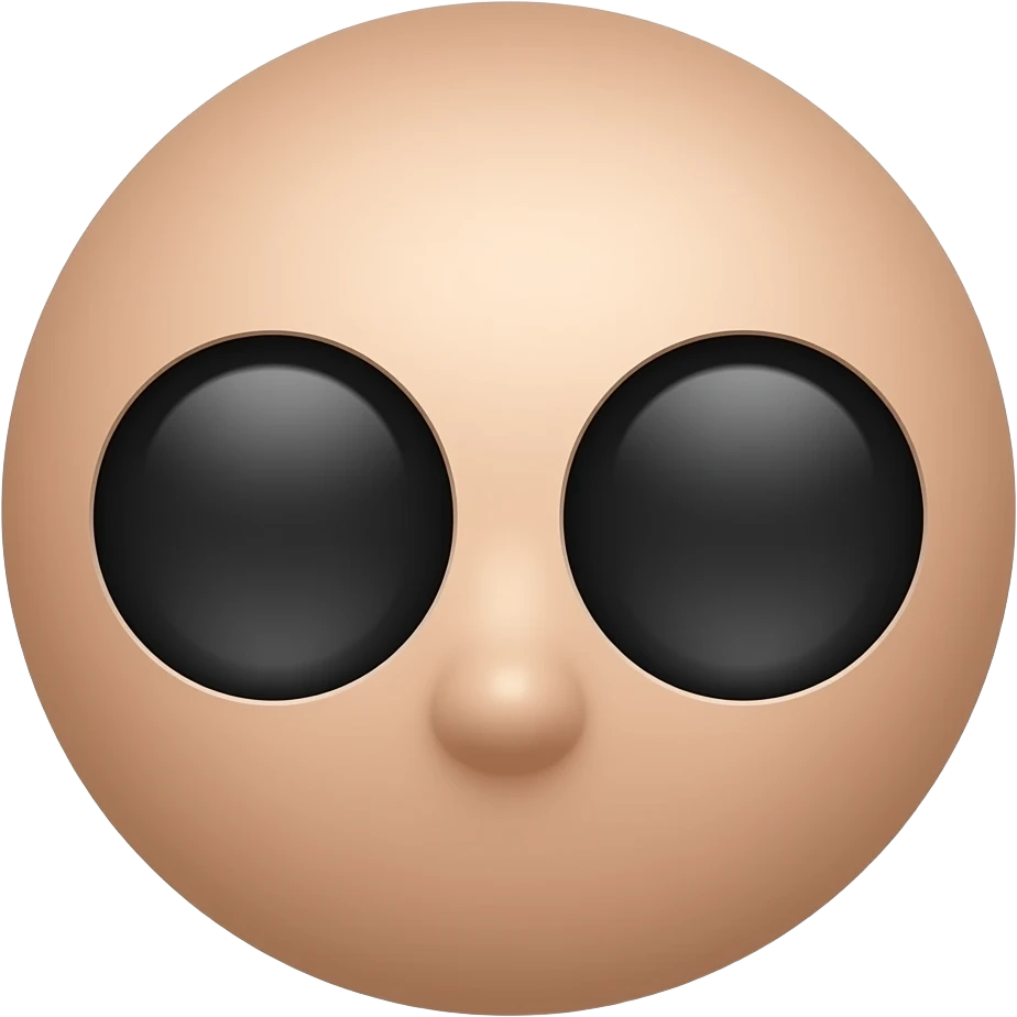 emoji con ojeras, emoji redondo sin orejas y sin nariz, sin apariencia humana emoji