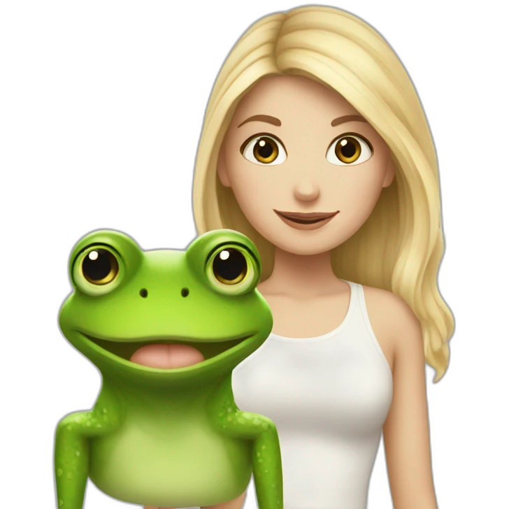 White girl with frog emoji
