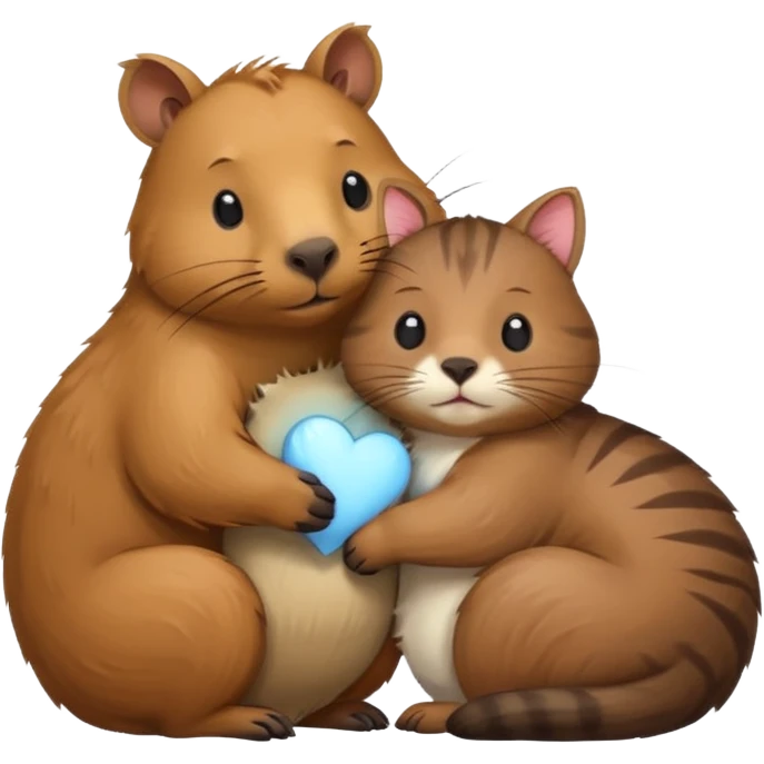 capybara and a cat cudding with each other emoji